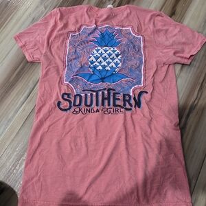 Pink Graphic T-Shirt with Pineapple Design